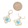 3 Pairs Handmade Glass Seed Beads Flower Leverback Earrings EJEW-MZ00578-6