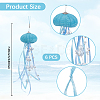 3Pcs Natural Shell Sea Urchin Jellyfish Hanging Ornaments with Crystal and Ribbon HJEW-WH20019-04-2