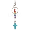 Dyed Synthetic Turquoise Cross Keychain KEYC-JKC01041-2