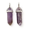 2Pcs Natural Amethyst Double Terminated Pointed Pendants G-YW0002-05B-2