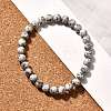 Natural Sesame Jasper/Kiwi Jasper Bead Stretch Bracelets BJEW-K212-A-033-1