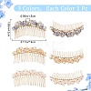 CRASPIRE 3Pcs 3 Colors Fashionable Glass & Brass Hair Combs OHAR-CP0001-03-2