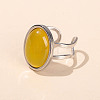 304 Stainless Steel & Natural Yellow Agate Cuff Rings FS-WGDE3F0-04-1