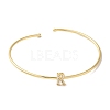 Rack Plating Brass Micro Pave Clear Cubic Zirconia Letter Open Cuff Bangles BJEW-A018-01G-R-2
