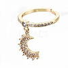Brass Micro Pave Clear Cubic Zirconia Cuff Rings RJEW-S045-009G-NR-1