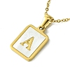 Ion Plating(IP) Rectangle with Initial Letter 304 Stainless Steel Pendant Necklace NJEW-R265-04G-A-1