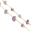 Natural Amethyst Chip Handmade Link Chain Necklaces NJEW-JN05811-01-5