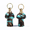 Assembled Natural Bronzite and Synthetic Turquoise Openable Perfume Bottle Pendants G-S366-057A-2