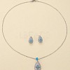 Brass Micro Pave Cubic Zirconia Pendant Necklaces & Stud Earrings Sets FS-WGE5CB1-01-2