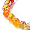 Rainbow Color Faceted Round Glass Stretch Bracelets for Women BJEW-JB09481-02-3