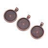 Flat Round Alloy Pendant Cabochon Settings PALLOY-A15654-R-2