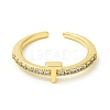 Clear Cubic Zirconia Initial Letter Open Cuff Ring RJEW-H120-09G-T-2