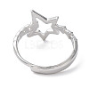 Ion Plating(IP) 304 Stainless Steel Hollow Star Adjustable Rings RJEW-D006-23P-3