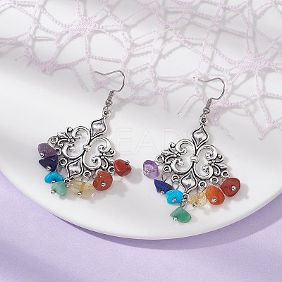 Natural Mixed Gemstone Chips Chandelier Earrings EJEW-JE05418-02-1