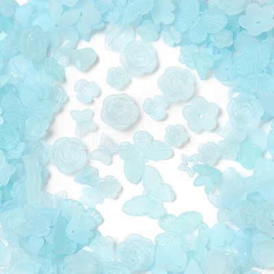 Frosted Transparent Acrylic Beads OACR-U006-03F-1