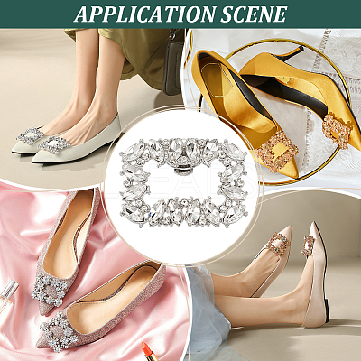 Alloy Crystal Rhinestone Shoe Buckle Clips FIND-WH0021-88P-1