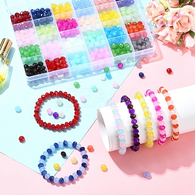 600Pcs 24 Colors Baking Paint Imitation Jade Glass Bead Strands DGLA-YW0001-29-1