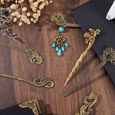 12Pcs 6 Style Fox & Phoenix & Swan & Fish & Dragon Tibetan Style Alloy Bookmarks FIND-SC0006-62-1