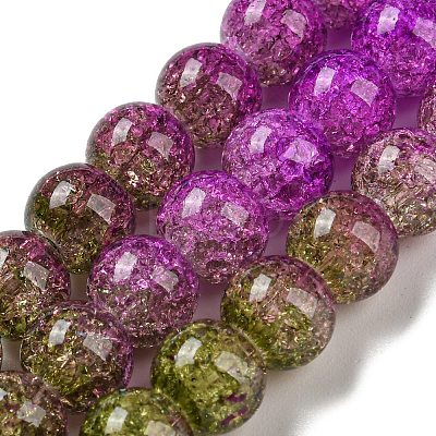 Spray Painted Crackle Glass Beads Strands DGLA-C002-8mm-04-1