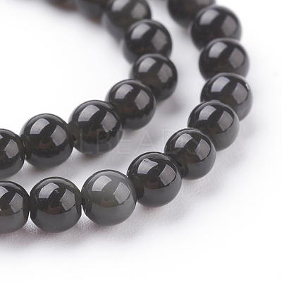 Natural Obsidian Beads Strands G-G099-4mm-24-1