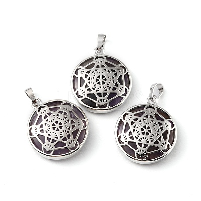 Natural Amethyst Pendants G-P498-04P-26-1