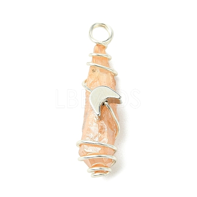 2Pcs Electroplated Natural Quartz Crystal Dyed Copper Wire Wrapped Pendants PALLOY-JF03173-02-1