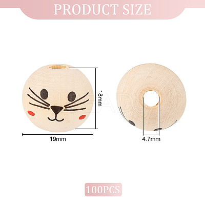 Printed Wood European Beads WOOD-WH0034-18-1