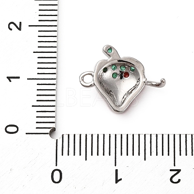 Brass Micro Pave Green Cubic Zirconia Fruit Connector Charms KK-I276-15P-A01-1