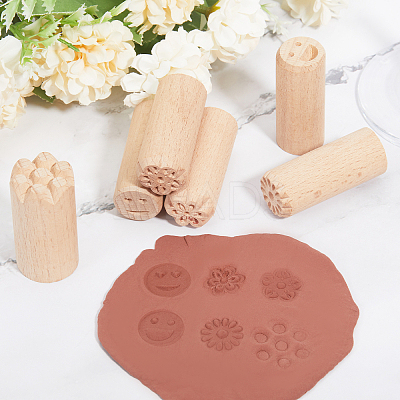 12pcs 12 styles Round Wooden Traditional Chinese Moon Cake Molds AJEW-CA0004-24-1