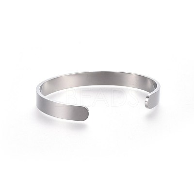 Tarnish Resistant 304 Stainless Steel Blank Cuff Bangles BJEW-E361-11P-1