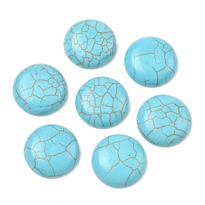Craft Findings Dyed Synthetic Turquoise Gemstone Flat Back Dome Cabochons TURQ-S266-20mm-01-1