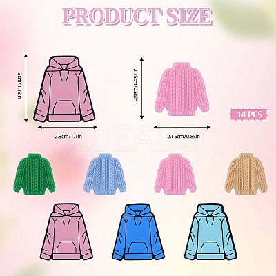 14Pcs 7 Style Hoodie & Sweater Shape Silicone Focal Beads SIL-SZ0001-27-1