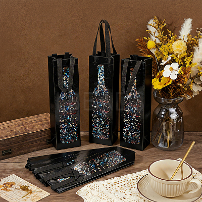 Non-Woven Fabric Wine Bottle Gift Tote Bags ABAG-WH0048-91-1