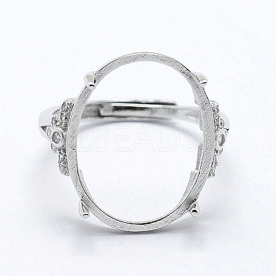 Anti-Tarnish Rhodium Plated 925 Sterling Silver Finger Ring Components STER-G027-06P-1