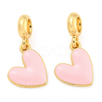 Rack Plating Alloy Enamel Heart European Dangle Charms FIND-B034-20G-01-1