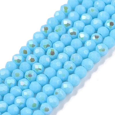Electroplate Opaque Solid Color Glass Beads Strands EGLA-A044-P1mm-L08-1