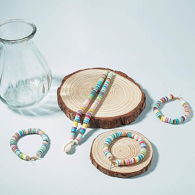 Flat Round Handmade Polymer Clay Bead Spacers LS-CLAY-R067-3.0mm-04-1
