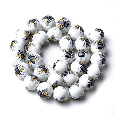 Printed & Spray Painted Glass Beads GLAA-S047-01A-1