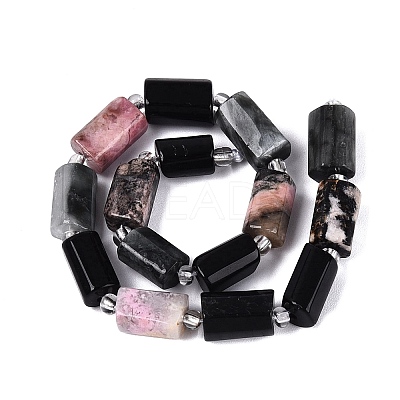 Natural Rhodonite & Eagle Eye & Obsidian Beads Strands G-Q614-01A-02-1