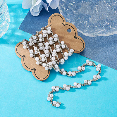 Alloy & Crystal Rhinestone & Plastic Pearl Bead Chains LCHA-TA0001-01-1
