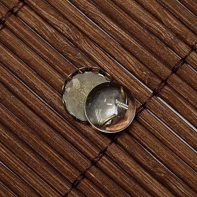 9.5~10mm Clear Domed Glass Cabochon Cover for Flat Round DIY Photo Brass Cabochon Making DIY-X0103-AB-NR-1