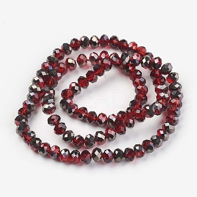 Electroplate Transparent Glass Beads Strands X-EGLA-A034-T8mm-P06-1