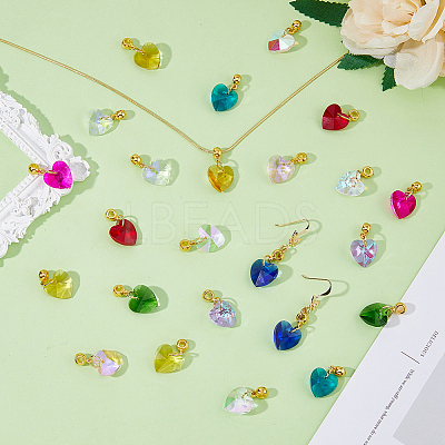 24Pcs 12 Colors Faceted Glass European Dangle Charms PALLOY-AB00176-1