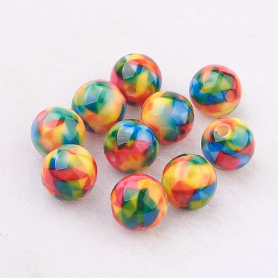 Spray Painted Resin Beads GLAA-F049-A08-1