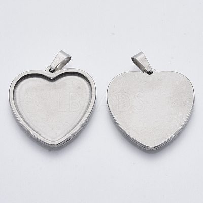 Non-Tarnish 201 Stainless Steel Pendant Cabochon Settings X-STAS-R101-02-1