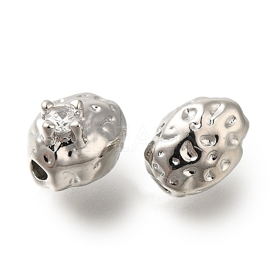 Brass Micro Pave Cubic Zirconia Beads KK-Q001-01P-1