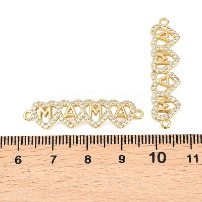 Mother's Day Brass Micro Pave Clear Cubic Zirconia Connector Charm KK-F931-27C-G-1