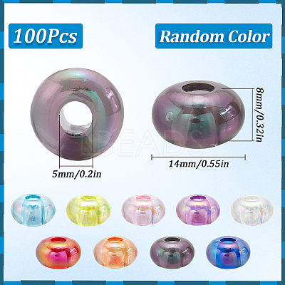 100Pcs Transparent Acrylic European Beads OACR-SC0001-75-1