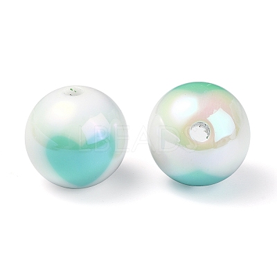 UV Plating Rainbow Iridescent Acrylic Beads OACR-F004-09F-1
