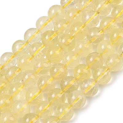 Natural Lemon Quartz(Heated) Beads Strands G-P596-8mm-01-1